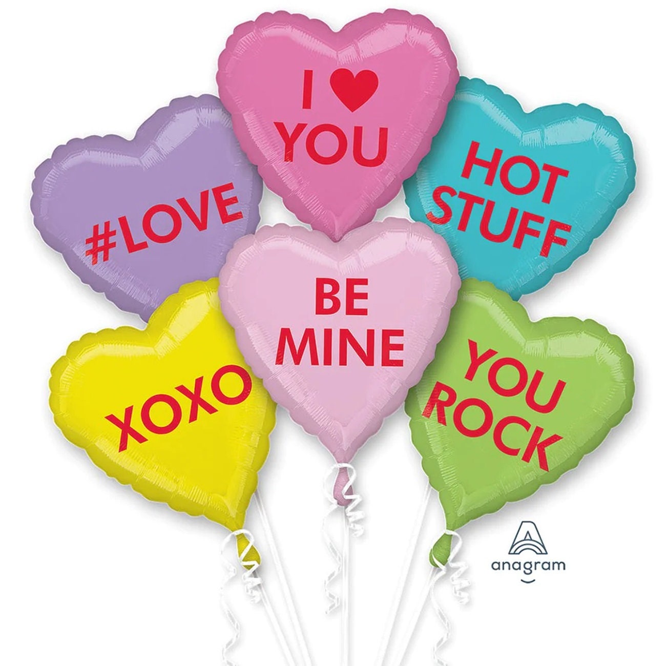 Pastel Valentine's Day Balloon Bouquet: 'Love You' Foil Balloons