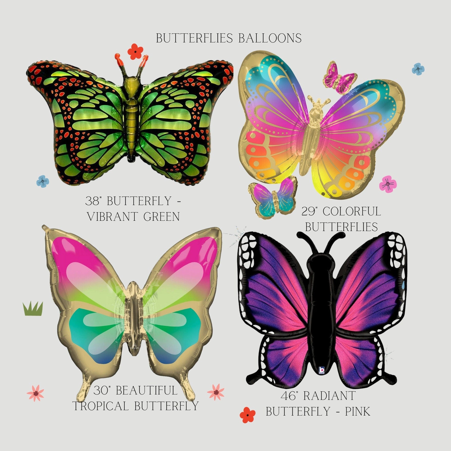 Pastel Butterfly Foil Balloon: Girls Birthday Party Decor