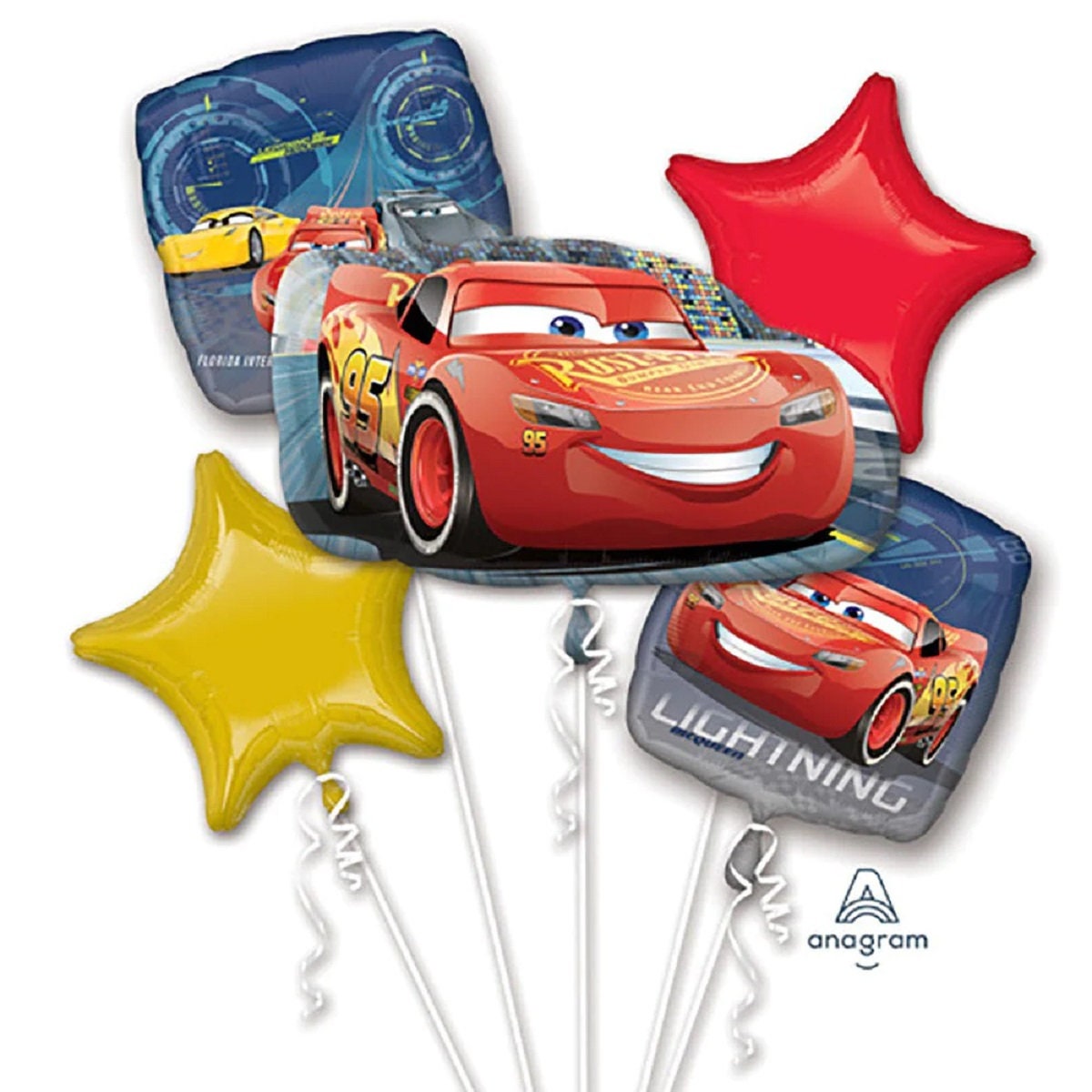 Cars 3 Balloons: Cruz Ramirez & Lightning McQueen Party Decor (5pc)
