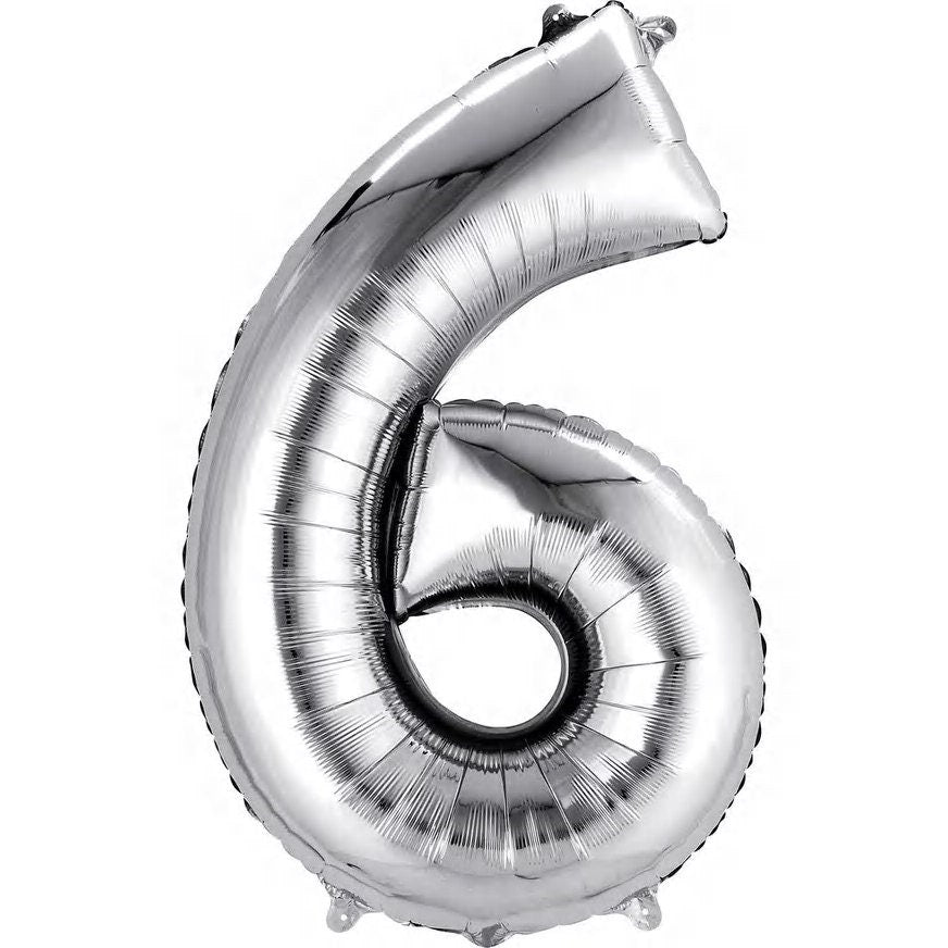 34" Silver Number Balloon: Foil Mylar Party Decor