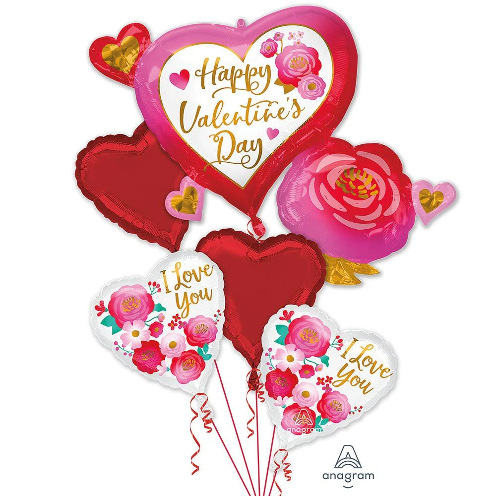 HAPPY VALENTINE'S DAY HEART & ROSE BOUQUET