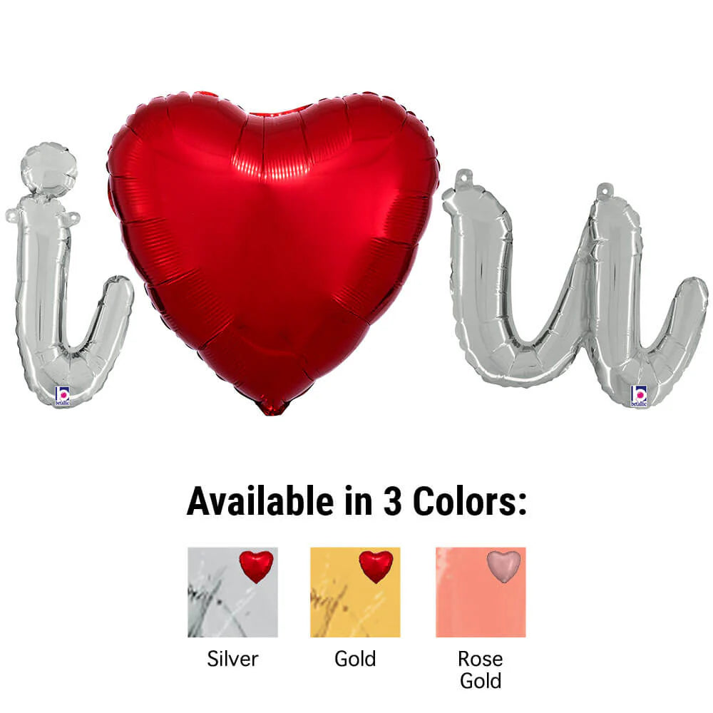 I (HEART) U - BETALLIC SCRIPT LETTERS KIT (AIR-FILL ONLY)
