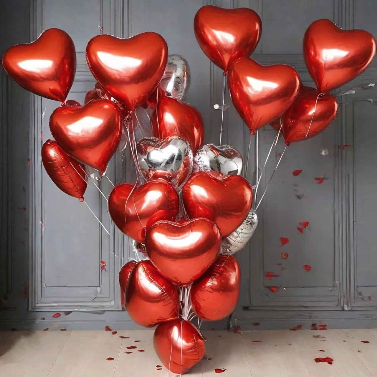 Sweet 16 Balloons | Silver Balloons | Bachelorette Balloon Decor | Foil Heart Balloons | Valentine's Day Decor | Anniversary Balloons