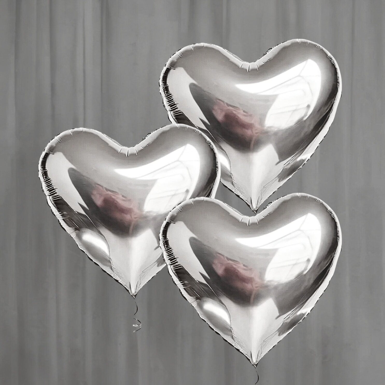 Sweet 16 Balloons | Silver Balloons | Bachelorette Balloon Decor | Foil Heart Balloons | Valentine's Day Decor | Anniversary Balloons