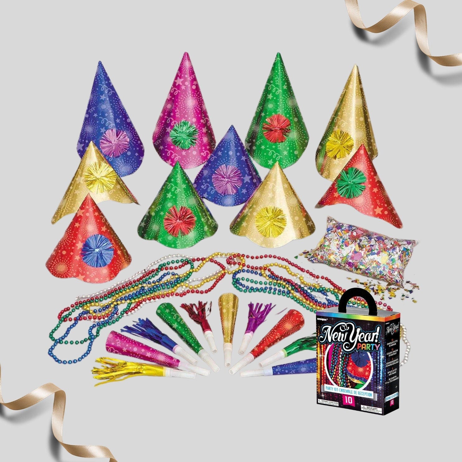 New Year Party Kit for 10ppl | Happy New Year Balloons | New Years Foil Balloons | New Year Balloons | Let's Party 2024