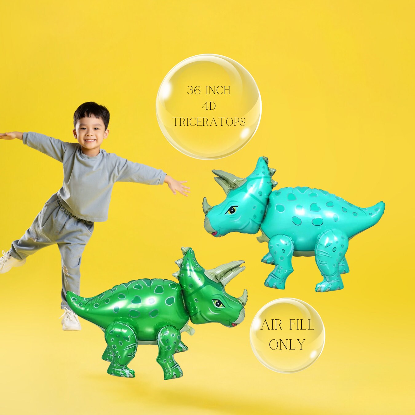 57" T-rex Airloonz Balloon | Three Rex | One-o-saurus | Triceratops | Dinosaur Birthday | Dino birthday | Baby Dinosaur | Roar | Dino Ranch