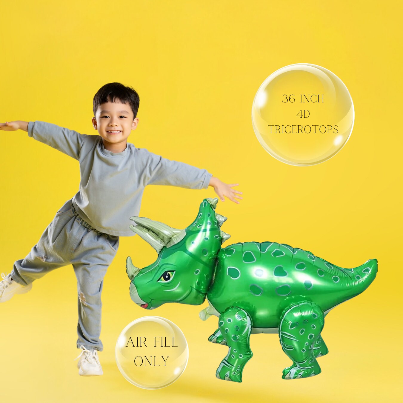 57" T-rex Airloonz Balloon | Three Rex | One-o-saurus | Triceratops | Dinosaur Birthday | Dino birthday | Baby Dinosaur | Roar | Dino Ranch