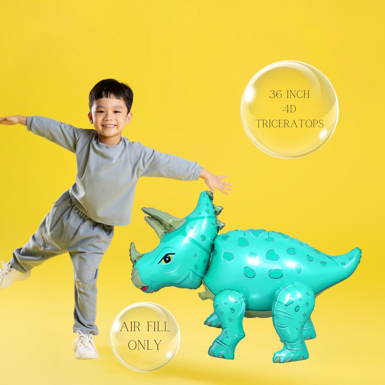 57" T-rex Airloonz Balloon | Three Rex | One-o-saurus | Triceratops | Dinosaur Birthday | Dino birthday | Baby Dinosaur | Roar | Dino Ranch