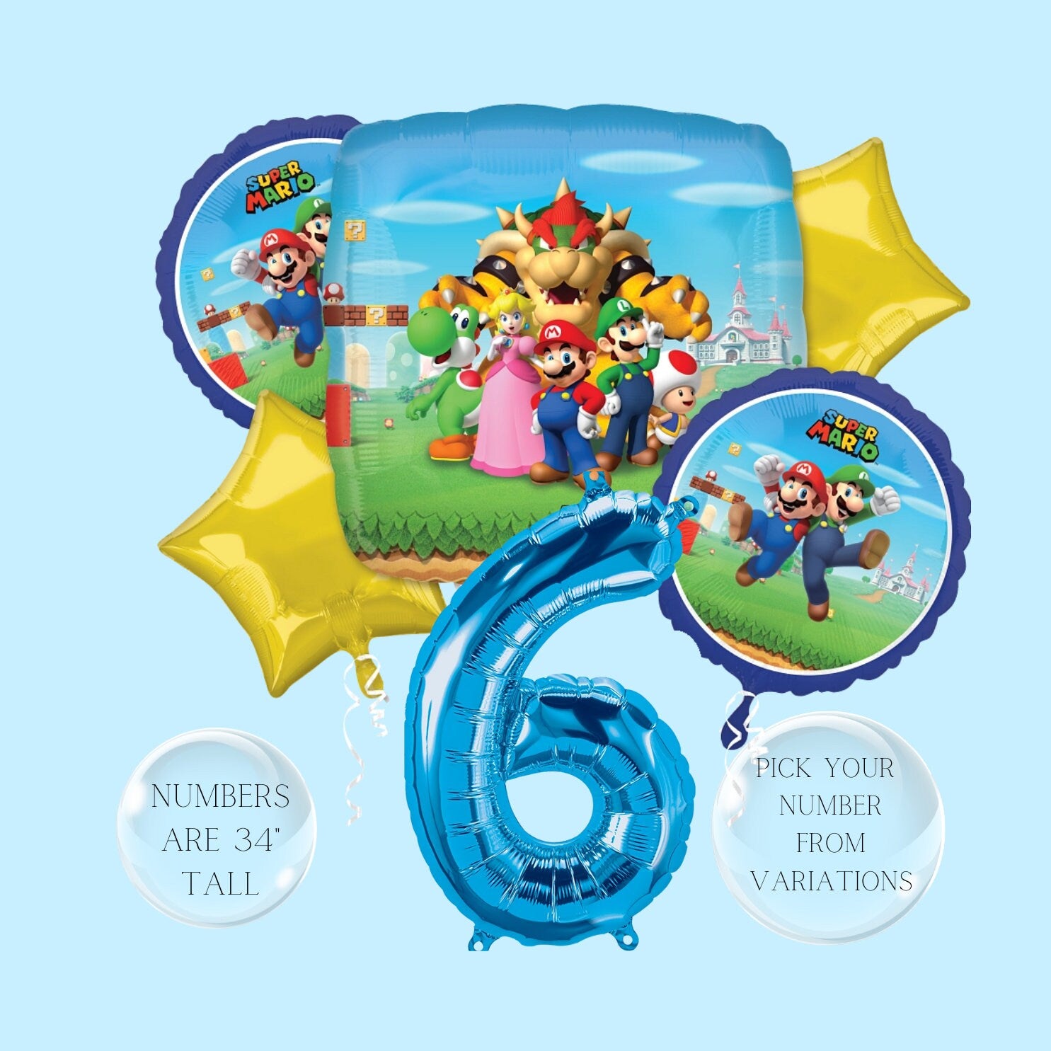 Super Mario Balloons - Anagram Licensed | Mario and Luigi | Nintendo Games Balloons | Birthday Balloons | Video Games