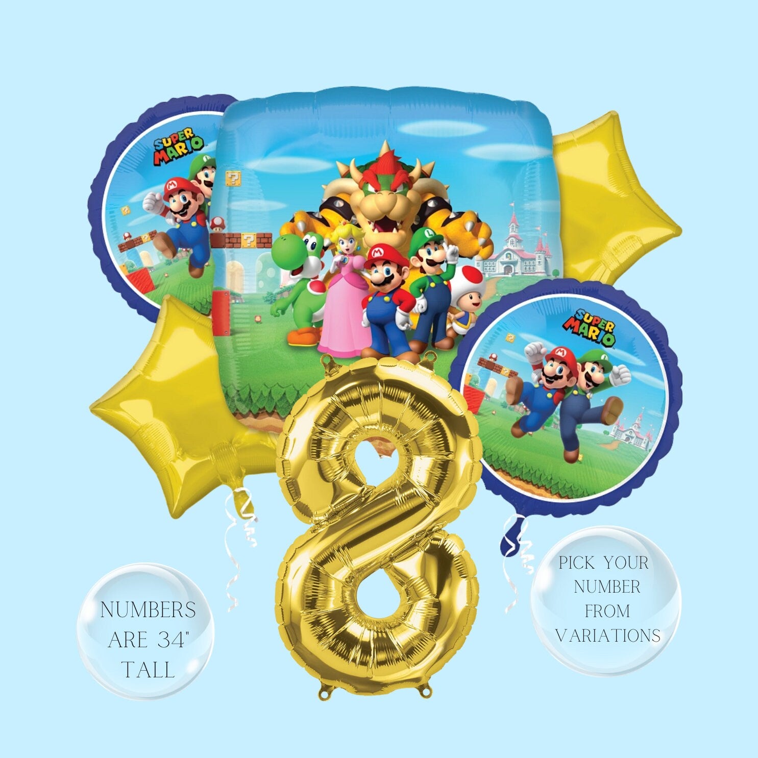 Super Mario Balloons - Anagram Licensed | Mario and Luigi | Nintendo Games Balloons | Birthday Balloons | Video Games