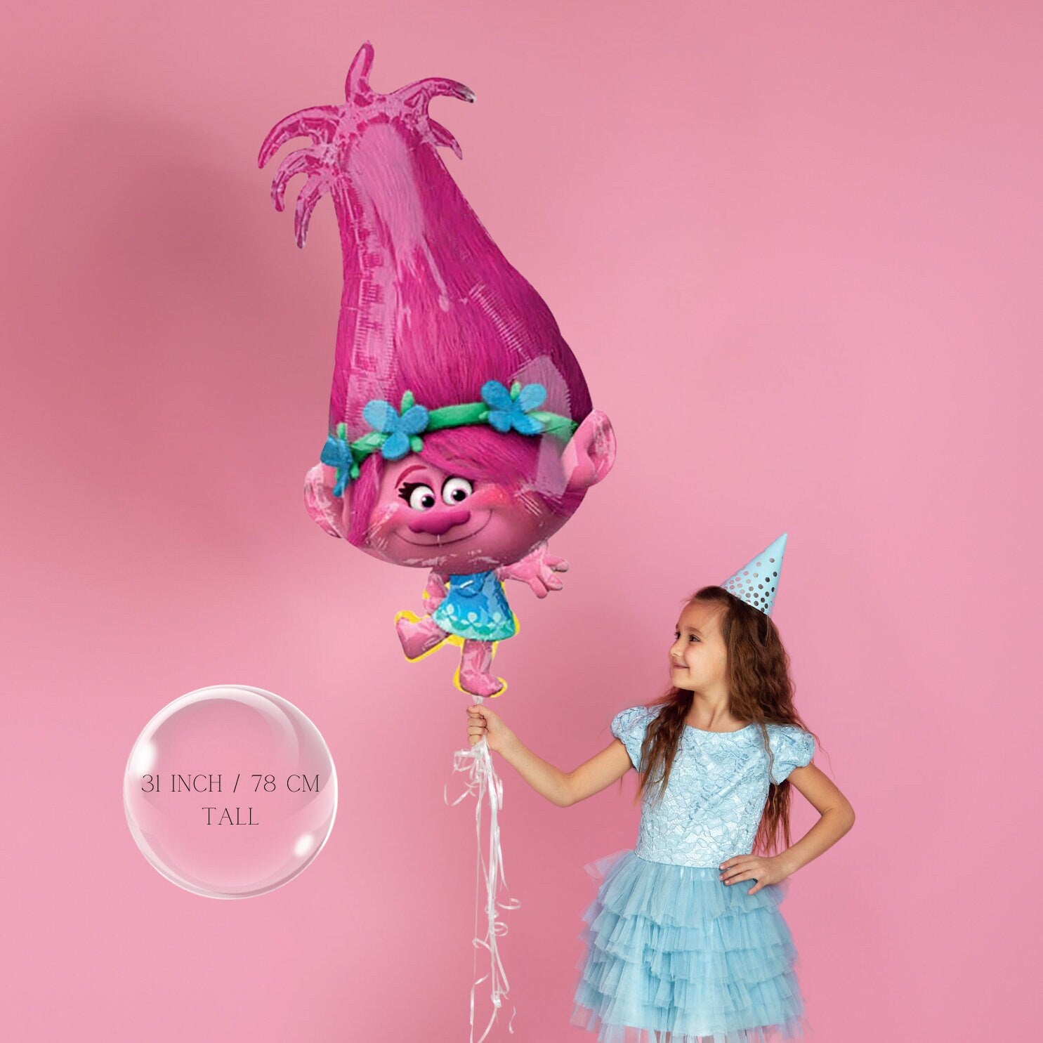 Trolls World Tour Poppy Balloons - Anagram Licensed | Poppy Airwalker | Trolls World Tour Balloon Bouquet | Trolls Birthday Decorations