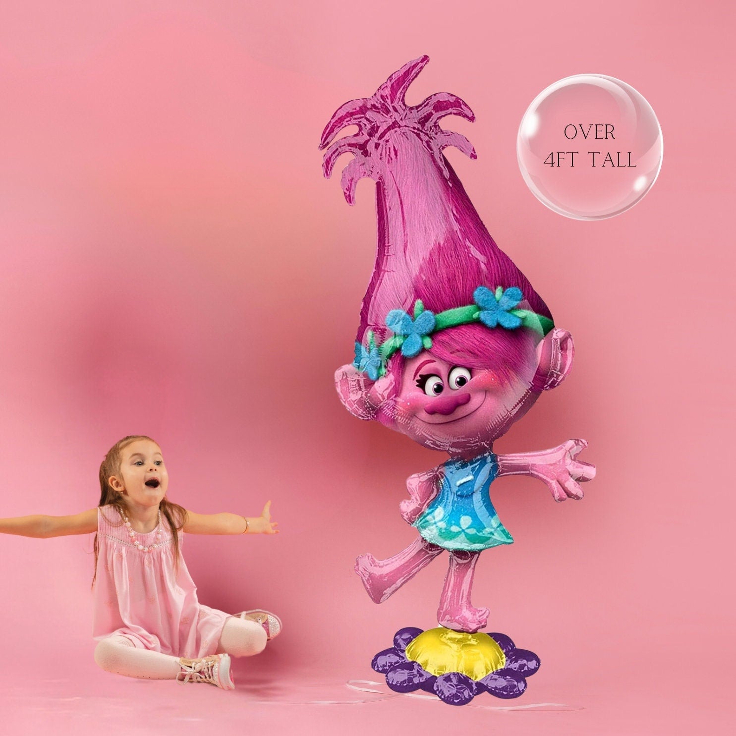 Trolls World Tour Poppy Balloons - Anagram Licensed | Poppy Airwalker | Trolls World Tour Balloon Bouquet | Trolls Birthday Decorations