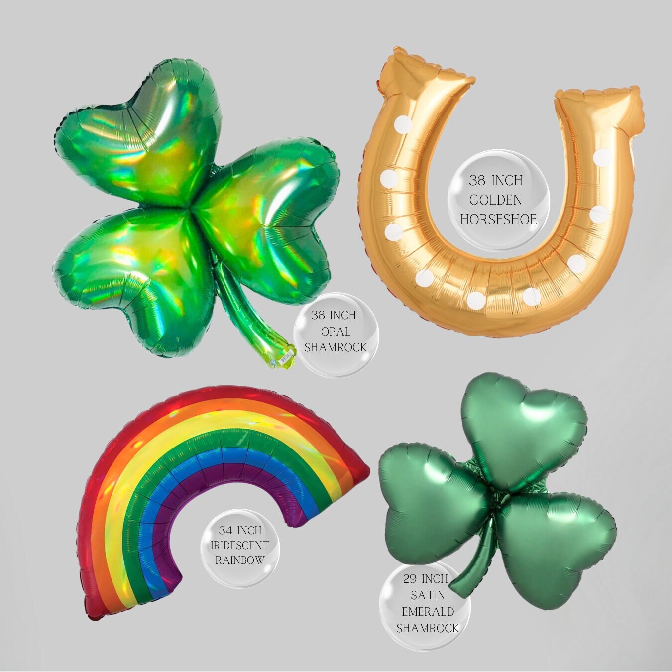 St. Patrick's Day Balloons | Leprechaun | Shamrock Balloons | St Patrick Day Decor | Lucky Irish Day | Rainbow | Horseshoe | Lucky One