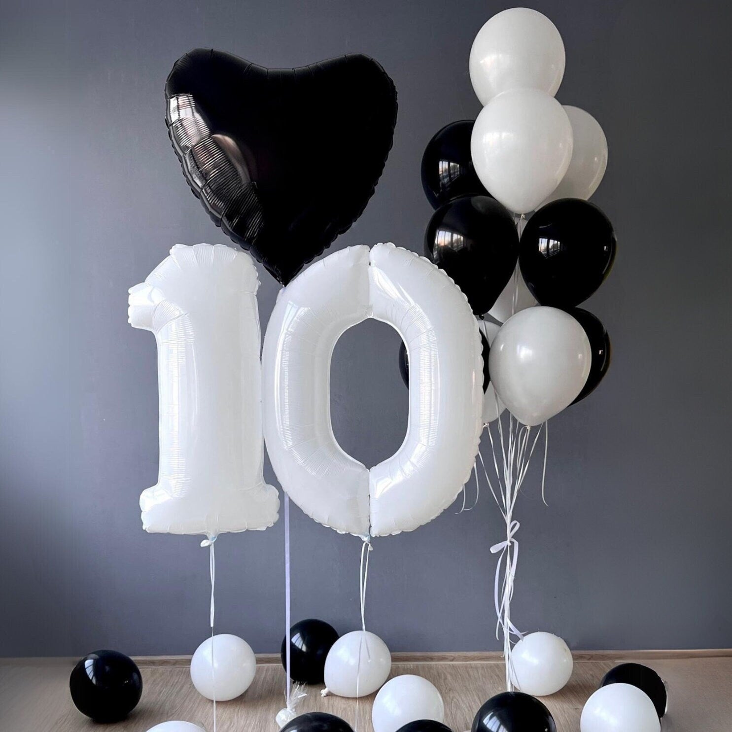 Black and White Birthday | 10th birthday elegant Balloons | Boy birthday Balloons | Girl Birthday Balloons | Sweet 16 | 21st birthday decor