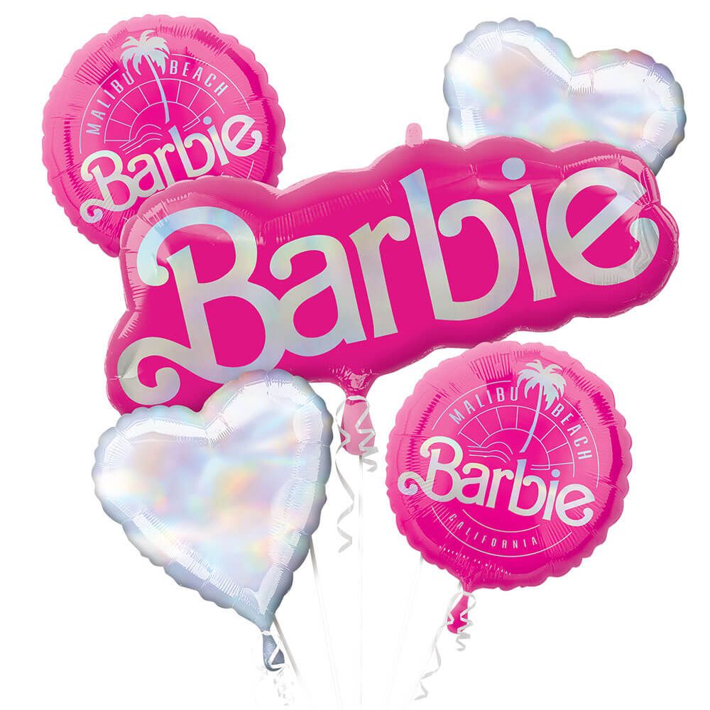 Barbie Balloons | Barbie Balloon Bouquet | Malibu Barbie Helium Balloons | Malibu Beach Barbie Balloons | Barbie Party Decorations | Pink