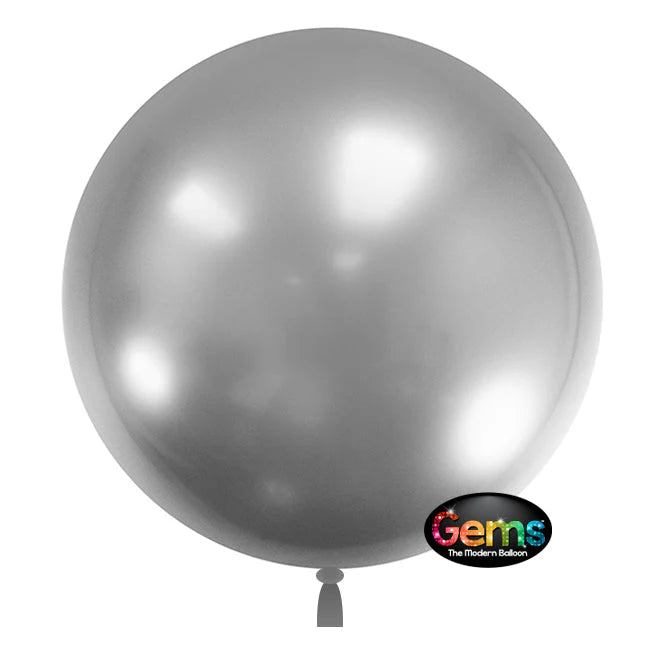 22 inch GEMS BALLOON - SHIMMERING SILVER (3 PK)