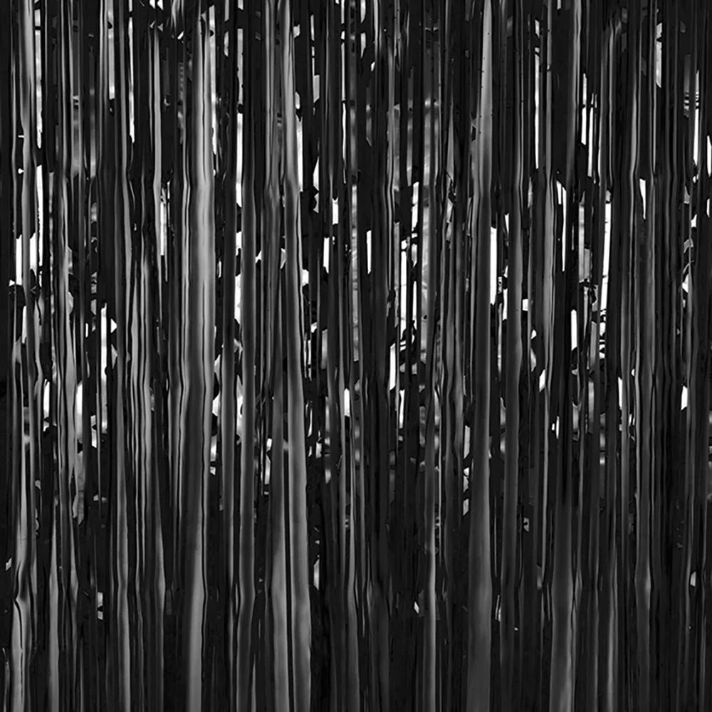 3ft X 6.5ft FOIL FRINGE CURTAIN - BLACK