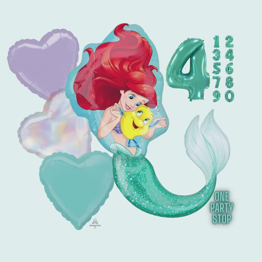 Little Mermaid Balloon Bouquet | Little Mermaid Helium Balloon | Ariel Little Mermaid | Mermaid decorations | Number Balloon | 3rd | 4th