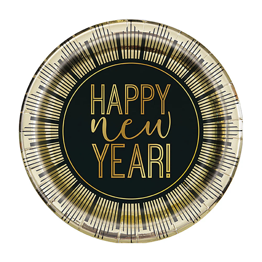 7 inch ROARING NEW YEARS FOIL PLATES (8 PK)