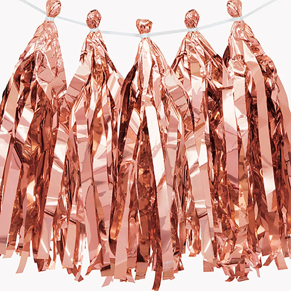 9ft FOIL TASSEL GARLAND - ROSE GOLD
