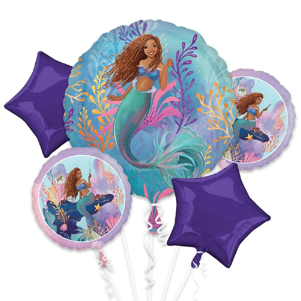 The Little Mermaid Balloon Bouquet | Little Mermaid Helium Balloon | Little Mermaid Live action | Disney Movie Little Mermaid Party Decor