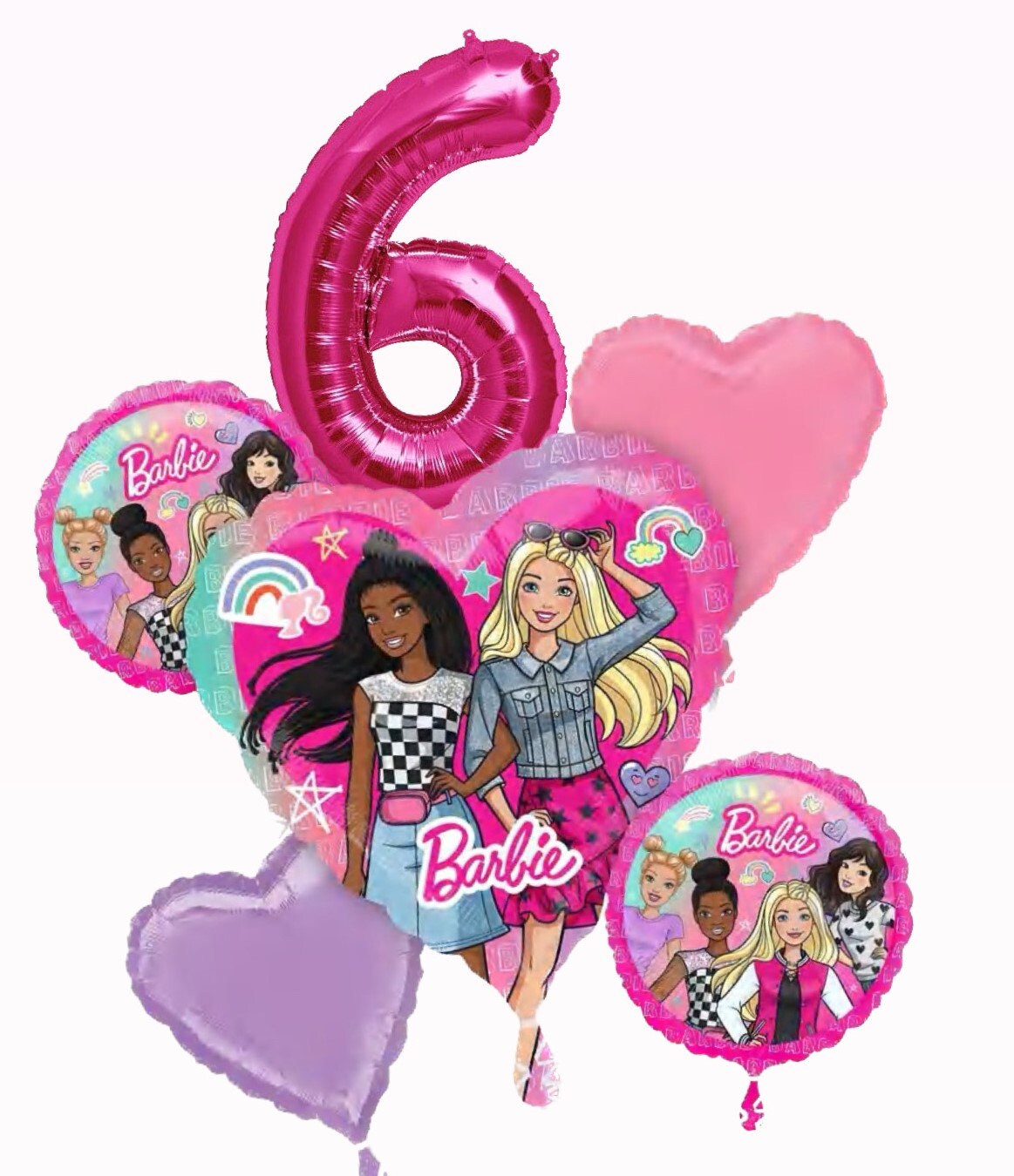 Barbie Balloons | Barbie Balloon Bouquet | Malibu Barbie Helium Balloons | Malibu Beach Barbie Balloons | Barbie Party Decorations | Pink