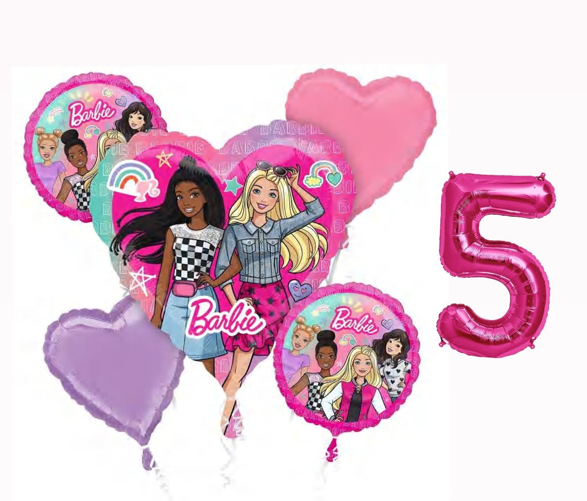 Barbie Balloons | Barbie Balloon Bouquet | Malibu Barbie Helium Balloons | Malibu Beach Barbie Balloons | Barbie Party Decorations | Pink