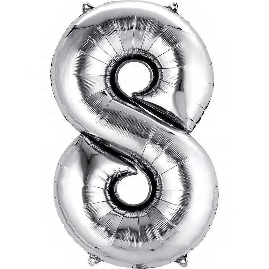 Number Balloons | Foil Mylar Number Balloons | Silver Number Balloons 34in | Metallic Number Balloons | Silver Balloon Numbers