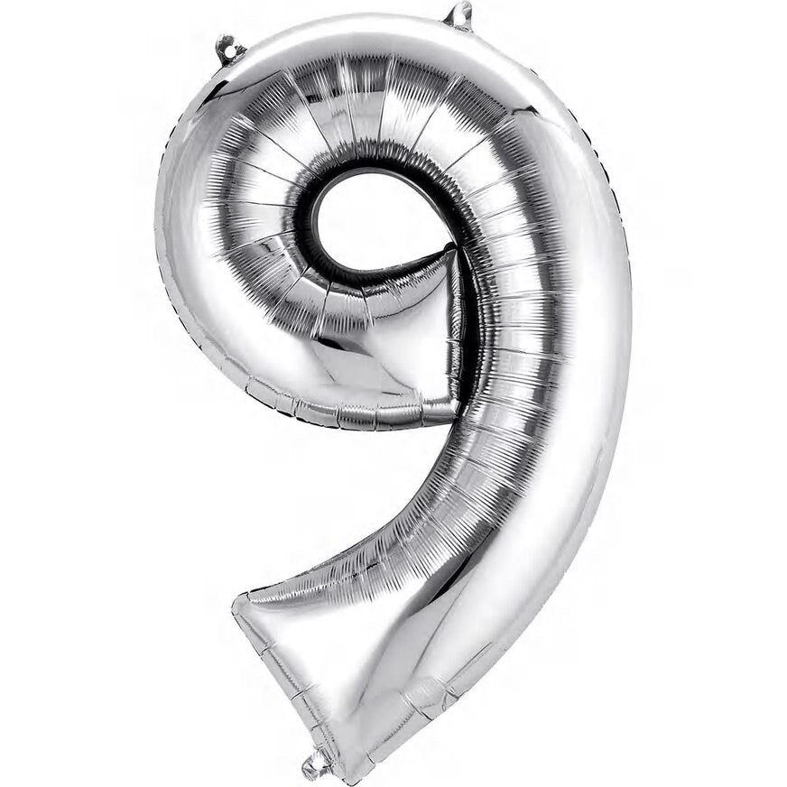 Number Balloons | Foil Mylar Number Balloons | Silver Number Balloons 34in | Metallic Number Balloons | Silver Balloon Numbers