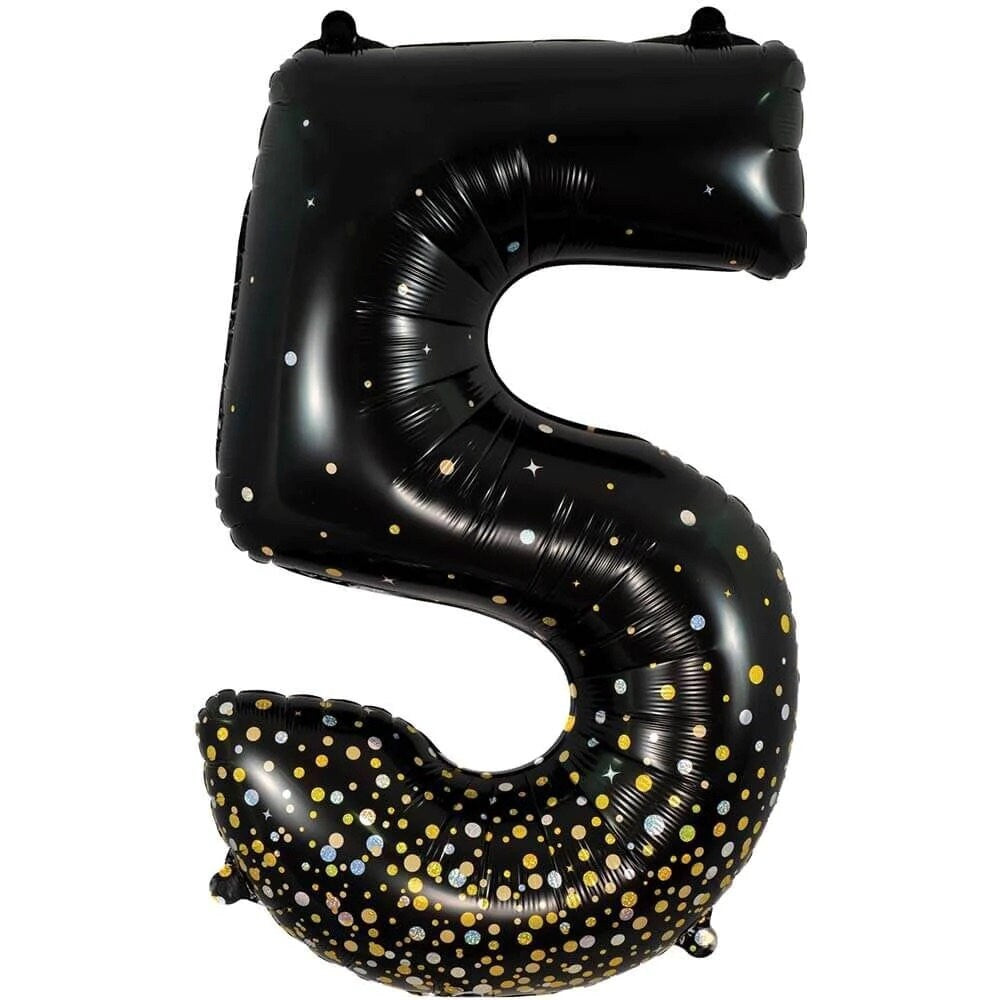 Giant Black Fizz Number Balloons | Number Foil Balloons | Number Helium Balloons | Black Number Balloons | Black Sparkle Fizz Numbers 34in