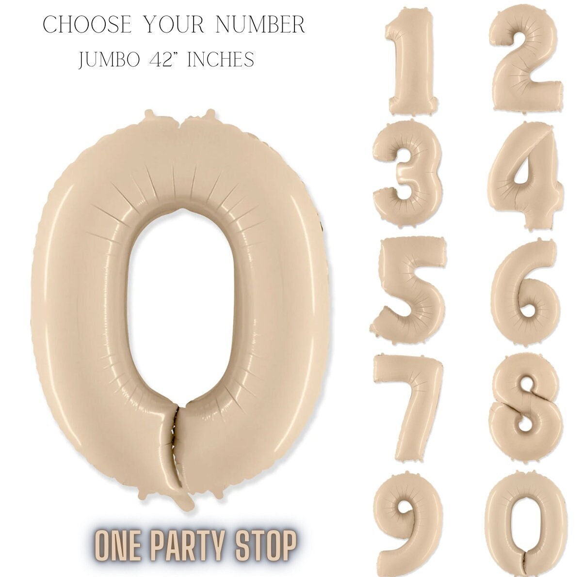 Jumbo Neutral Foil Balloons | Number Balloons | Large Number Balloons | Number Helium Balloons | Cream Number Balloons | Boho Nude Balloons