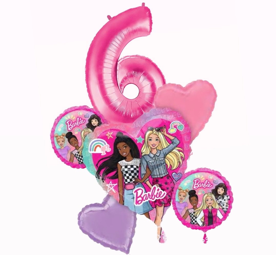 Barbie Balloons | Barbie Balloon Bouquet | Malibu Barbie Helium Balloons | Malibu Beach Barbie Balloons | Barbie Party Decorations | Pink