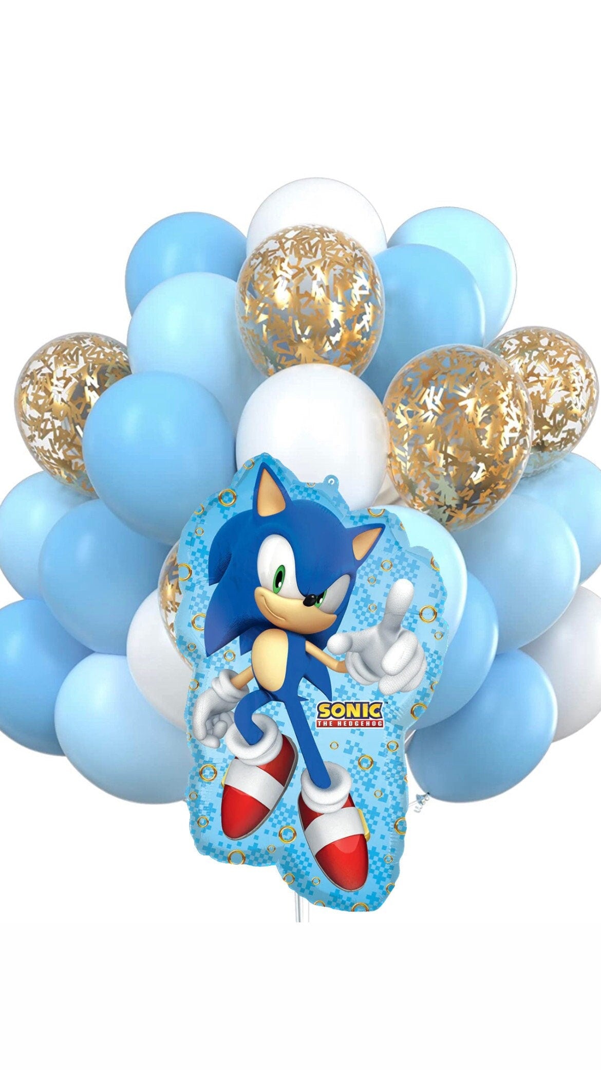 Sonic Balloon | Sonic Mylar Balloon Bouquet | Sonic the Hedgehog 2 Birthday Balloons | Sonic party decorations and supplies | Sonic Backdrop