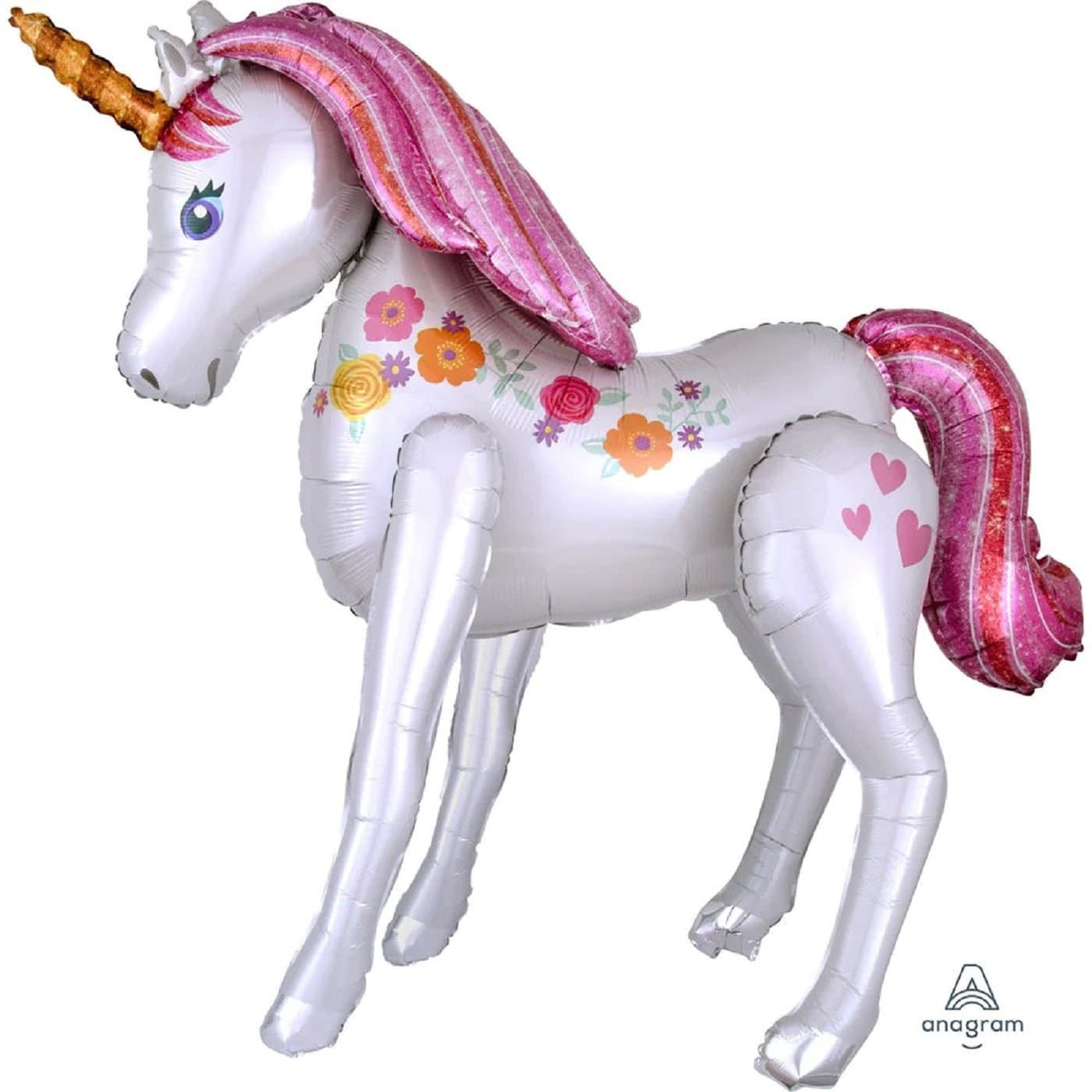 46" Tall Unicorn Airwalker | Magical Unicorn Airwalker | Enchanted Unicorn Foil Balloon | Jumbo Unicorn Balloon | Pink Unicorn Birthday