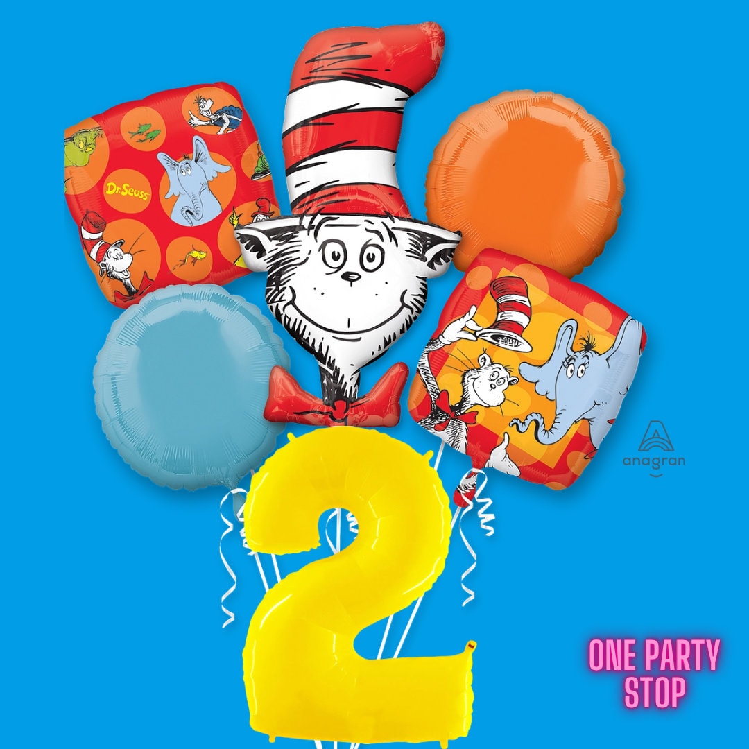 Dr Seuss Balloon | Dr Seuss Balloon Bouquet | Cat in the Hat Balloons | Dr Seuss birthday party | Dr Seuss decorations | Dr Seuss Helium