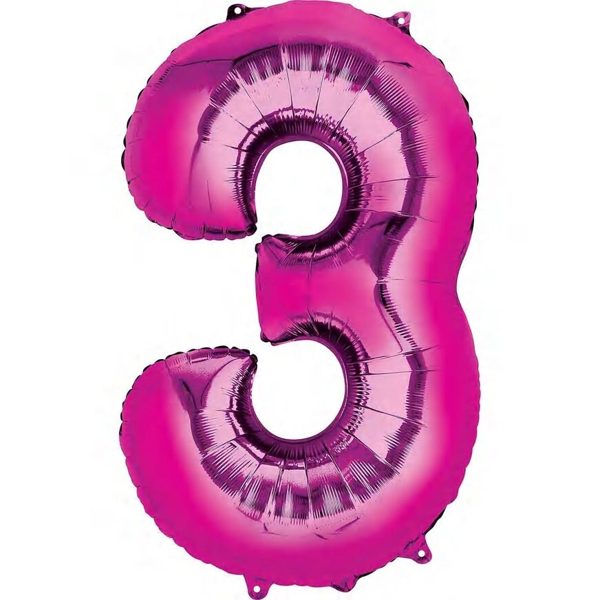 Number Balloons | Foil Mylar Number Balloons | Bright Pink Number Balloons 34in | Metallic Pink Number Balloons | Pink Balloon Numbers