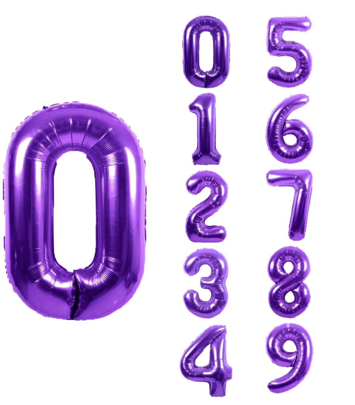 Number Balloons | Foil Mylar Number Balloons | Purple Number Balloons 34in | Metallic Purple Number Balloons | Purple Balloon Numbers