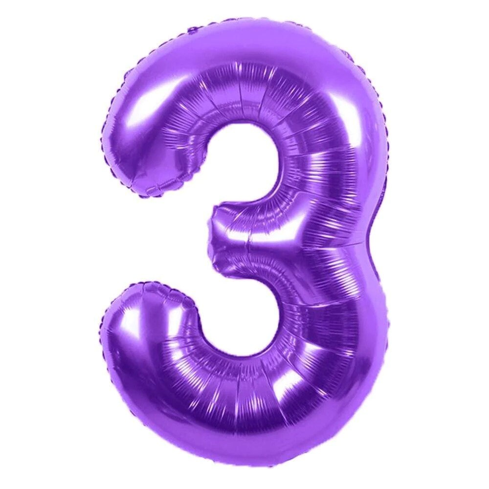 Number Balloons | Foil Mylar Number Balloons | Purple Number Balloons 34in | Metallic Purple Number Balloons | Purple Balloon Numbers