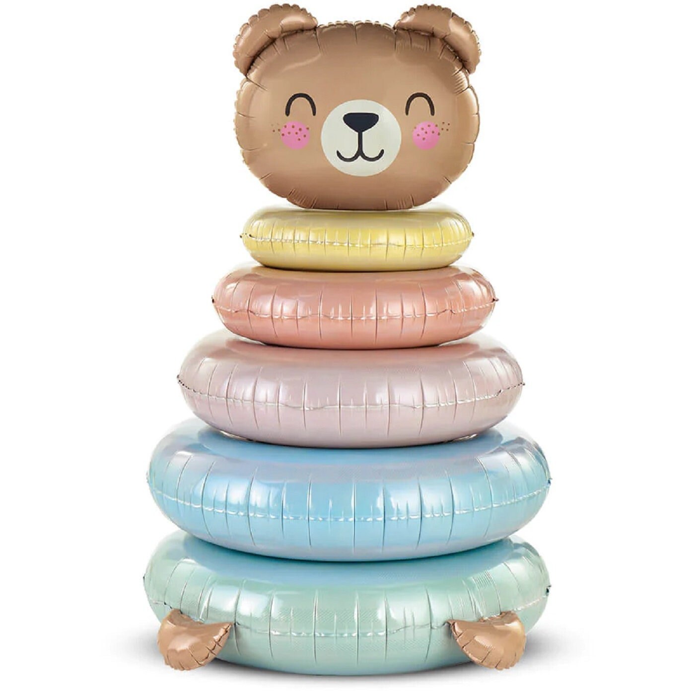 Bear Balloons | Bear stacker | Baby shower balloons | Bear Stacking Rings Foil Balloon 43in | Baby Shower Decorations | Baby shower supplies