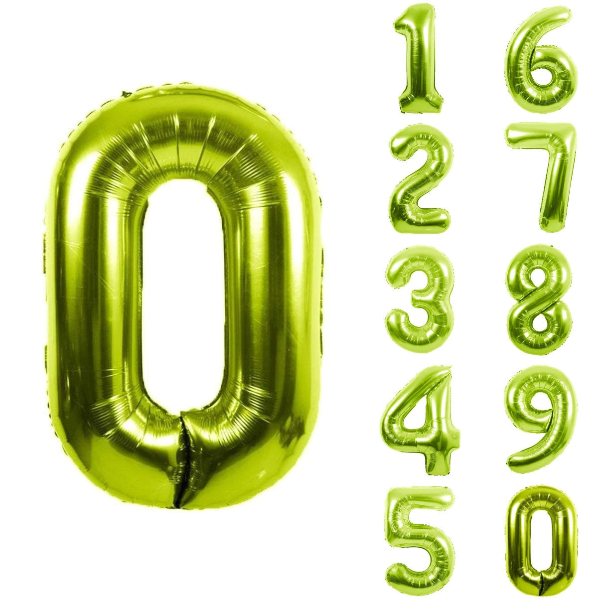 Number Balloons | Foil Mylar Number Balloons | Green Number Balloons 34in | Metallic Green Number Balloons | Green Balloon Numbers