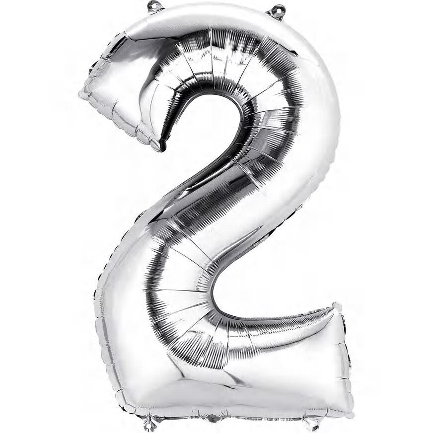 Number Balloons | Foil Mylar Number Balloons | Silver Number Balloons 34in | Metallic Number Balloons | Silver Balloon Numbers