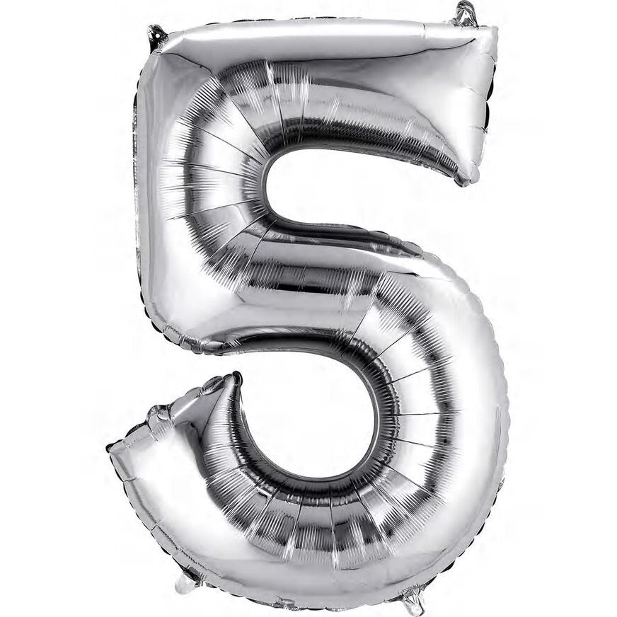 Number Balloons | Foil Mylar Number Balloons | Silver Number Balloons 34in | Metallic Number Balloons | Silver Balloon Numbers