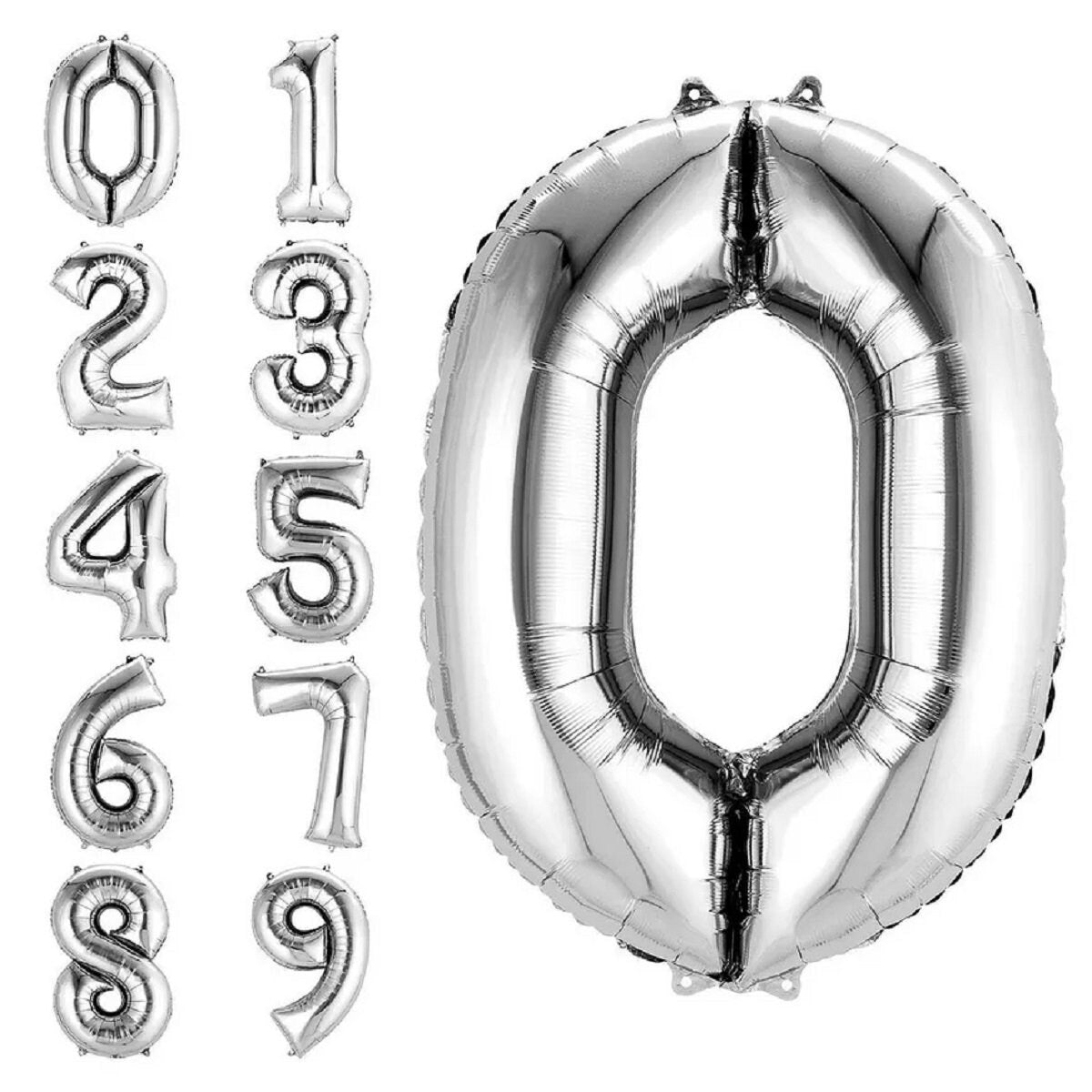 Number Balloons | Foil Mylar Number Balloons | Silver Number Balloons 34in | Metallic Number Balloons | Silver Balloon Numbers