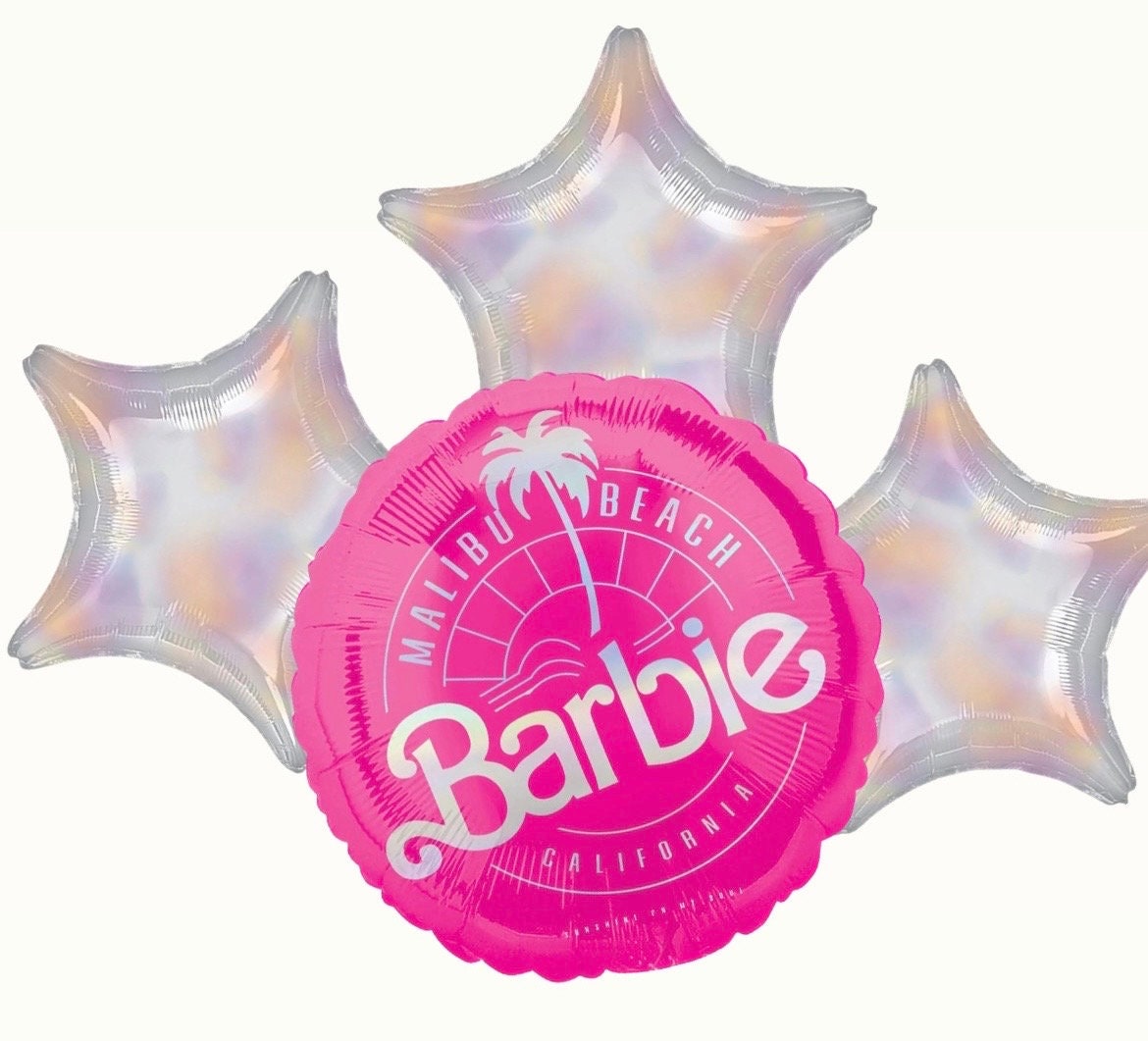 Barbie Balloons | Barbie Stars Balloon Bouquet | Malibu Barbie Helium Balloons | Malibu Beach Barbie Balloons | Barbie Party Decorations