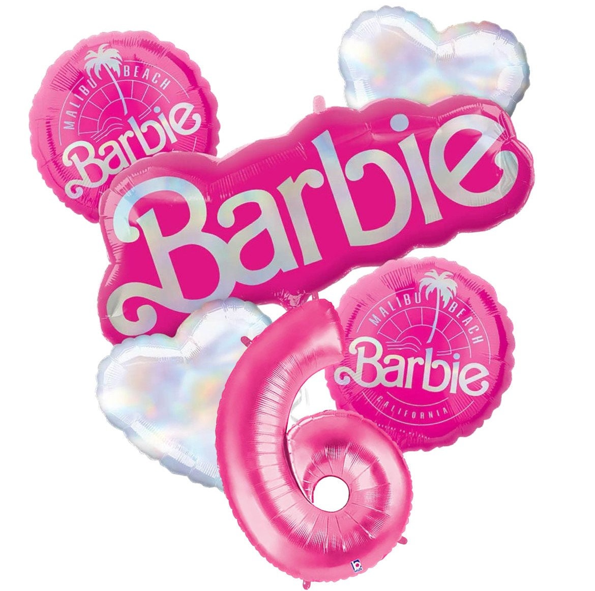 Barbie Balloons | Barbie Balloon Bouquet | Malibu Barbie Helium Balloons | Malibu Beach Barbie Balloons | Barbie Party Decorations | Pink