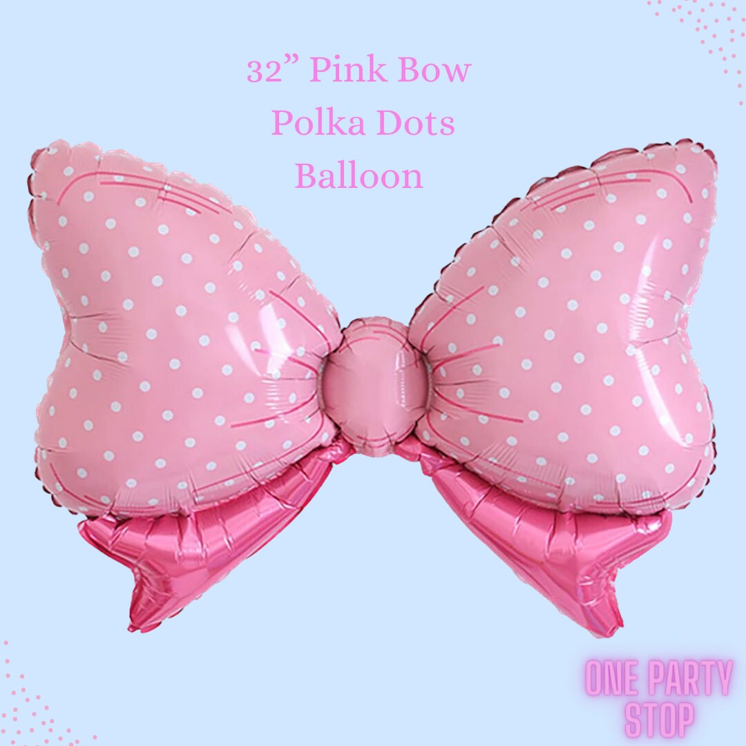 Pink Bow Balloons | Polka Dot Bow Balloon | Giant Bow Helium Balloon | Birthday Minnie Balloons | Barbie Birthday | Girls Pink Birthday