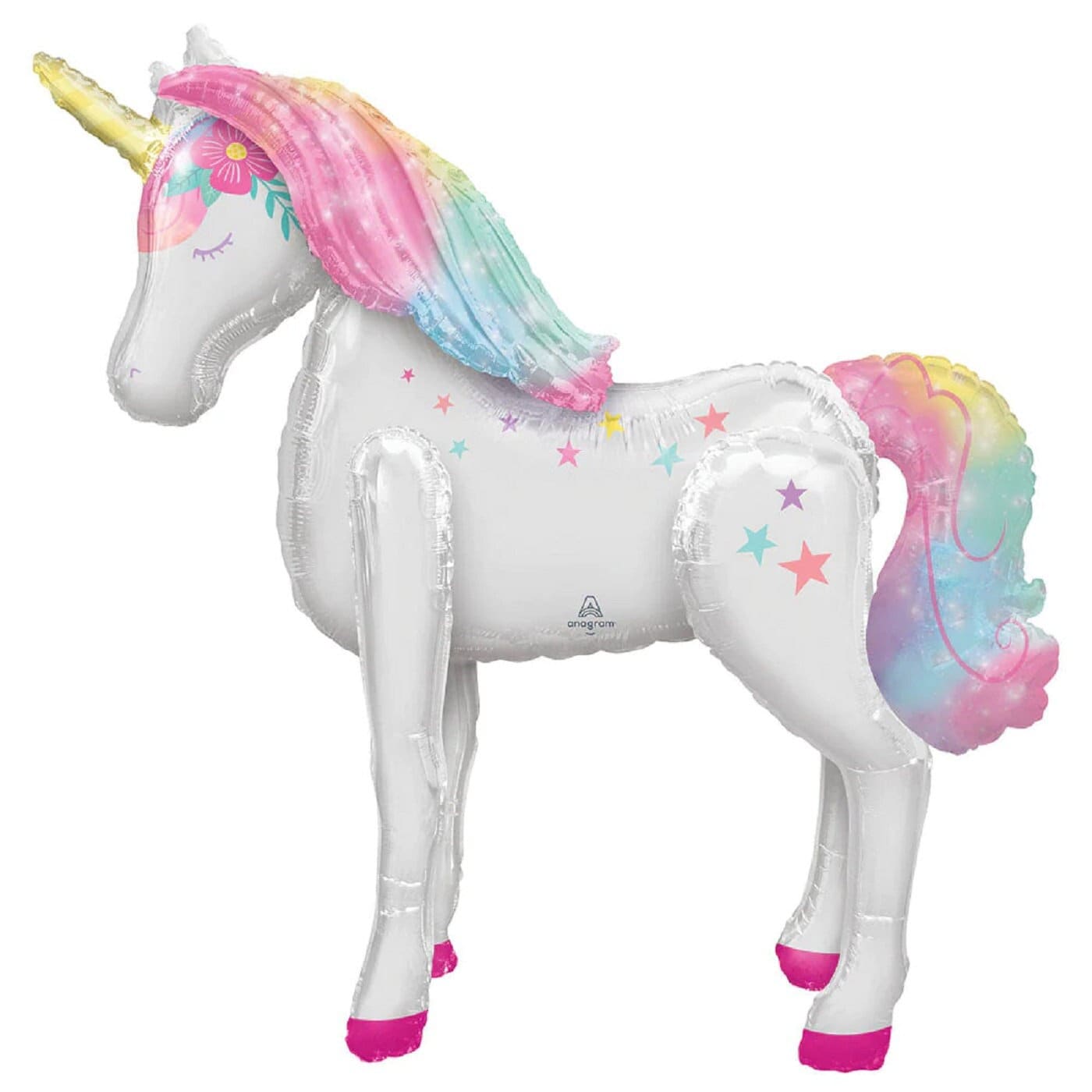 46" Tall Unicorn Airwalker | Magical Unicorn Airwalker | Enchanted Unicorn Foil Balloon | Jumbo Unicorn Balloon | Pink Unicorn Birthday