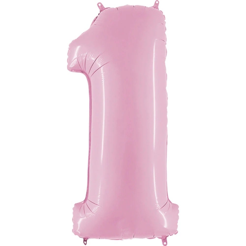 Pastel Pink Number Balloons, 34" | Foil Mylar Number Balloons | Birthday Number Balloons | Baby Pink Number Balloons | Pink Balloon Numbers