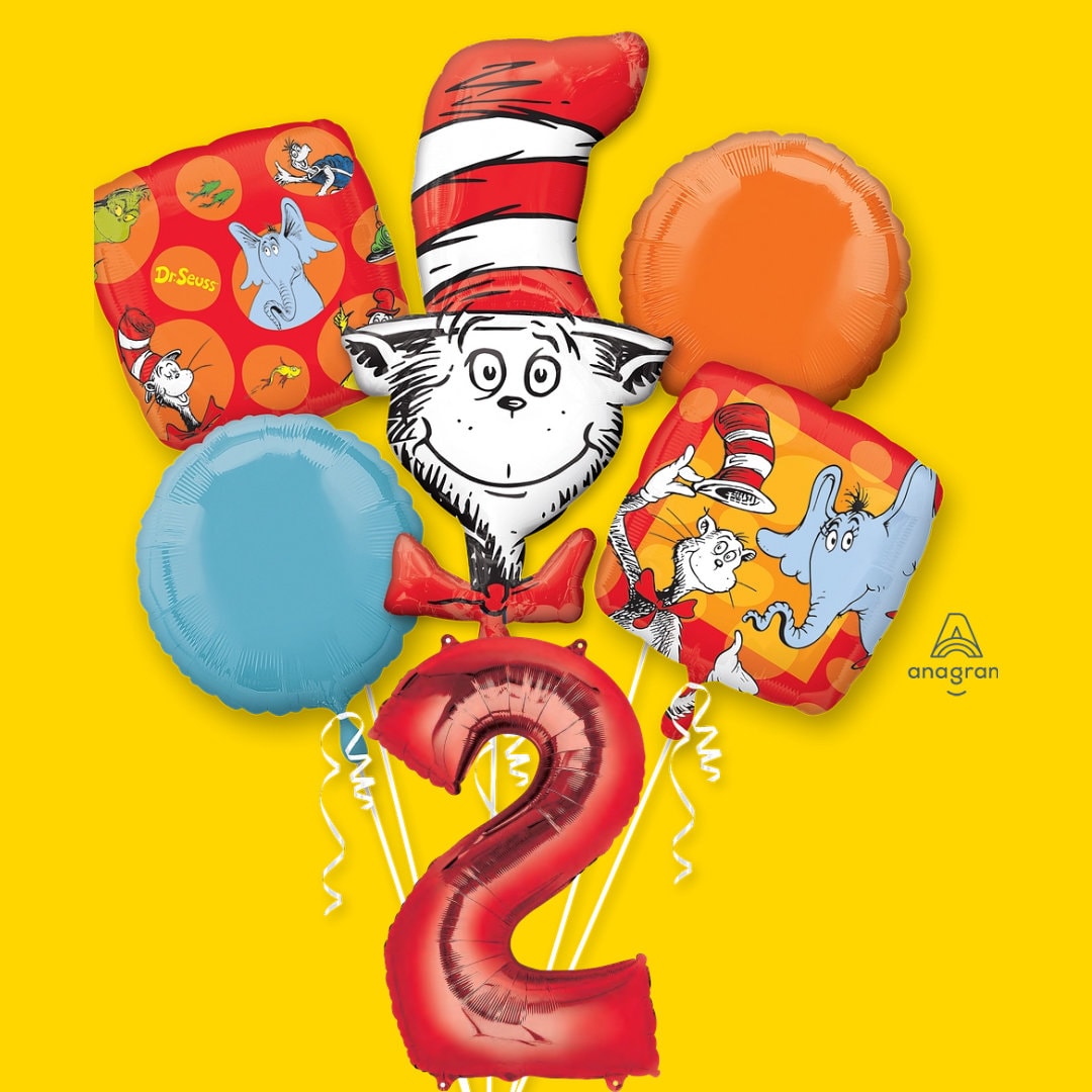 Dr Seuss Balloon | Dr Seuss Balloon Bouquet | Cat in the Hat Balloons | Dr Seuss birthday party | Dr Seuss decorations | Dr Seuss Helium