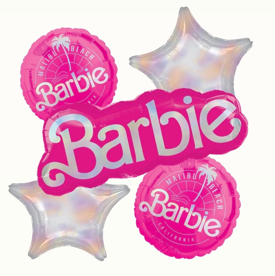 Barbie Balloons | Barbie Stars Balloon Bouquet | Malibu Barbie Helium Balloons | Malibu Beach Barbie Balloons | Barbie Party Decorations